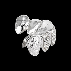 Grillz Hip Hop pour hommes en alliage plaqué or avec micro-incrustations de pierres rondes taille brillant, ensemble complet de capuchons dentaires, style boîte de nuit - Product Image 3