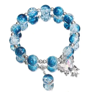 Braccialetto con perline a forma di farfalla, ciondolo in cristallo blu, ornamento per la mano da ragazza, regalo estivo, souvenir - Product Image 2