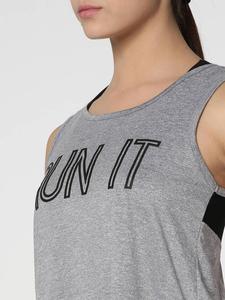 Débardeur gris sans manches pour femme, imprimé Run It, col rond, veste de sport respirante en tissu tricoté - Product Image 5
