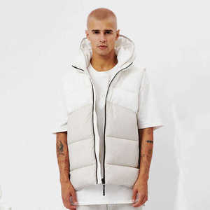 Men's <b>White</b> <b>Puffer</b> <b>Jacket</b> Zipper Closure Stand Collar Windproof Breathable Quick Dry Polyester/Nylon Winter Casual Wear Regular - Product Image 2