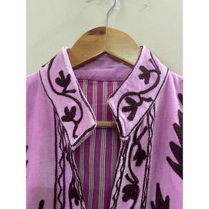Women's Purple <b>Velvet</b> <b>Jacket</b> Mandarin Collar Floral Embroidery Prairie Chic Autumn Coat Handmade Suzani <b>Velvet</b> <b>Jacket</b> - Product Image 3