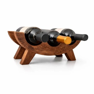Porte-bouteilles en bois classique pour 3 bouteilles, élégant, fonctionnel et décoratif, parfait pour les salons et les zones de divertissement, en provenance d'Inde - Product Image 1