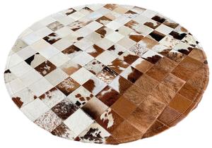 Tapis rond en cuir de vachette en jersey beige fait à la main tapis de zone à poils naturels pour salon, chambre à coucher et cadeau de décoration intérieure moderne - Product Image 2