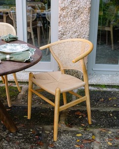Modern Handwoven Rattan <b>Dining</b> <b>Chair</b> with Teak Wood Frame Backrest <b>Scandinavian</b> Design Leather/Fabric Options Home Furniture - Product Image 3