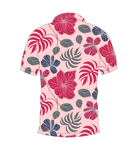 เสื้อโปโลผู้ชายสีชมพูลายดอกไม้เขตร้อนแขนสั้นลำลองฤดูร้อนเสื้อยืดกอล์ฟฮาวาย - Product Image 2