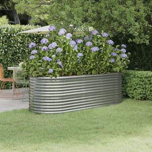 Macetas y jardineras duraderas de acero con recubrimiento en polvo plateado para jardín, tamaño mediano - Product Image 1