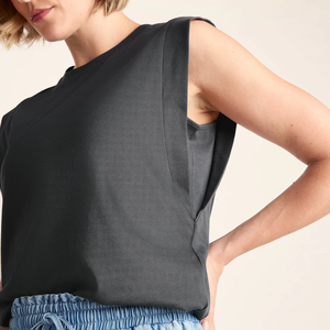 Breathable Soft Hand Feel Sleeve Cut Off T-Shirt Women's 100% Cotton Sleeveless Gym Summer Rhinestone Cropped Top Women T-Shirt - Product Image 3
