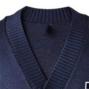 Cárdigan Azul Marino con Cuello en V para Hombre, con Parche de la Letra J y Diseño de Parches, Manga Larga, Tejido Transpirable, Suéter para Invierno - Product Image 2