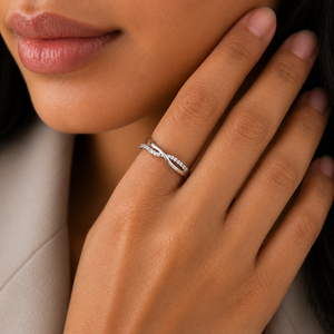 925 Sterling <b>Silver</b> Womens <b>Wave</b> Design <b>Ring</b> with Cubic Zirconia Pave Elegant Minimalist Style High Polish Finish Daily Wear Wedd - Product Image 5