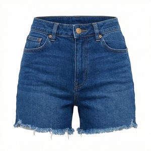 Shorts de Mezclilla Rectos para Mujer, Elásticos, de Cintura Alta, Color Personalizado, Diseño Desgarrado, con Encaje y Cristales, Ropa de Moda de Verano - Product Image 1