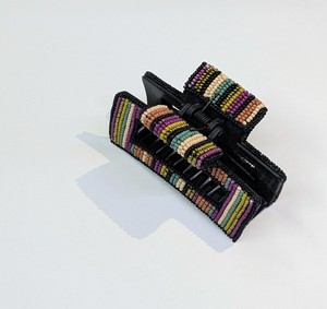 Pinces à cheveux multicolores tissées à la main avec perles de rocaille, ornées de perles de verre, accessoires pour cheveux rayés pour filles et femmes - Product Image 4