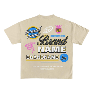 Camiseta de manga corta beige para hombre de la marca NAME, cuello redondo, corte regular, informal, con estampado de letras, de algodón tipo jersey, estilo urbano, corte holgado. - Product Image 3