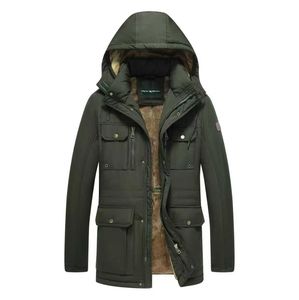 2026 New <b>Men's</b> Winter Casual Hooded Fleece-Lined <b>Canvas</b> Workwear <b>Jacket</b> Zipper Front Stand Collar Polyester/Cotton Thickened - Product Image 3
