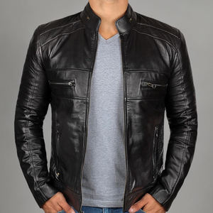 <b>SMART</b> SHINE ENTERPRISES <b>Men</b> Ranch Style Genuine Leather <b>Jacket</b> Soft Durable Zip Front Casual Outdoor Winter Regular Fit Quick - Product Image 2