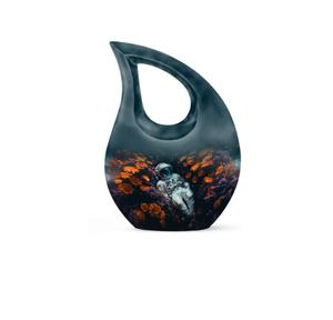 Urne funéraire en aluminium de haute qualité, magnifique vue sur le coucher de soleil, petite urne souvenir en forme de larme pour cendres funéraires. - Product Image 6