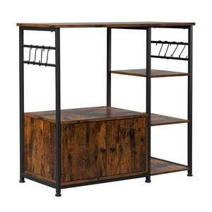 4-Tier Multifunctional <b>Kitchen</b> Bakers Rack with 8 Hooks Microwave <b>Storage</b> Rack Oven Stand Utility <b>Storage</b> Organizer Cabinet - Product Image 5