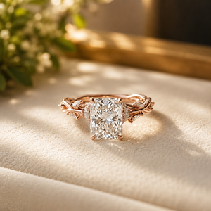 Anillo de Compromiso de Oro Amarillo de 18K con Halo Oculto de Moissanita, Anillo de Boda Elegante con Diamante Radiante, Regalo de Cumpleaños para Ella - Product Image 3