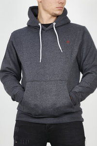 Stylish <b>Mens</b> Fleece Hoodie Sweatshirt in Dark Grey with Front Pocket and Soft Comfortable Fabric for Everyday Winter Wear - Product Image 2