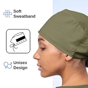 Bonnets chirurgicaux personnalisés avec logo, extra larges, doublés satin, pour femmes aux cheveux longs, avec boutons et lien réglable à nouer à l'arrière - Product Image 4