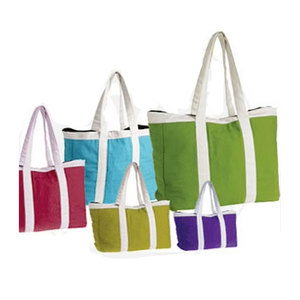 Bolsa de Playa con Logotipo Personalizado, de Alta Calidad, con Costuras de Lona, Forro de Tela de Algodón, Cierre de Cremallera, Reutilizable para Compras - Product Image 1