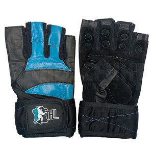 Gants de musculation professionnels bleu turquoise vif avec bandes de maintien robustes pour les poignets |   Poignée antidérapante de qualité supérieure pour un équipement de musculation ultime - Product Image 1