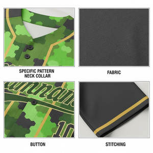 ชุดเบสบอลผู้ชายแบบซับลิเมชั่น ระบายอากาศได้ดี ผลิตจากโพลีเอสเตอร์ 100% ผ้าทวิลล์ พร้อมงานปัก แห้งเร็ว ติดกระดุมเต็มตัว - Product Image 6