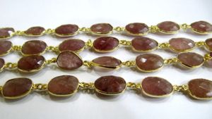 Quartz Fraise Naturel Forme Libre Irrégulière Taille 11 à 15 mm Briolette Facettée Connecteur à Sertir Chaîne Vendue au Mètre - Product Image 4