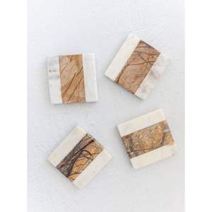 Juego de Posavasos de Mármol Ecológicos y Duraderos, Lavables, de Piedra Natural para Servir Bebidas, Posavasos Premium - Product Image 5