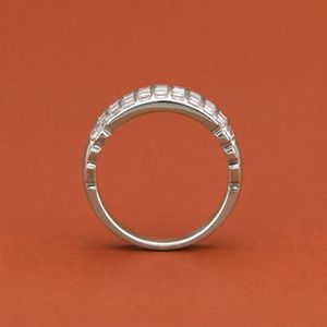 S925 Sterling <b>Silver</b> Channel Set Baguette Moissanite Diamond Band Wide Wedding <b>Ring</b> <b>Men</b> - Product Image 3