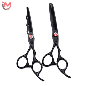 Ciseaux de coiffure professionnels en acier inoxydable noir de 6 pouces, ciseaux à effiler avec logo personnalisé, lame tranchante, outil de beauté - Product Image 1