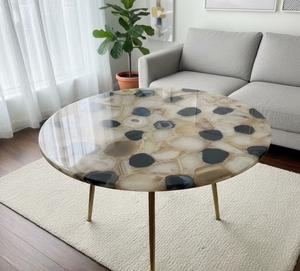 Agate Natural Marble Coffee Table Versatile Traditional Style Stone <b>Top</b> for Home Interior Cafe Kitchen Dining Countertop Use - Product Image 3