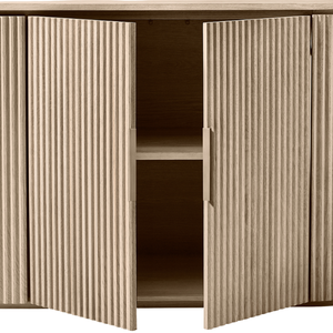 Japandi Modern <b>Storage</b> <b>Sideboard</b> Solid Teak Wood Fluted Panel Door Curved Silhouette Luxury Dining Room Cabinet Furniture - Product Image 5