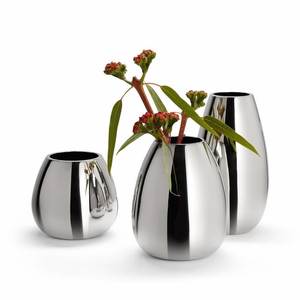 Handcrafted Metal Tabletop <b>Vase</b> Silver Textured Round <b>Decorative</b> <b>Vase</b> - Product Image 4
