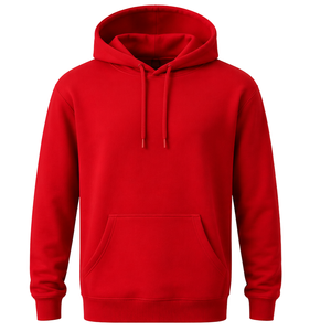 Men’s Custom <b>Red</b> Pullover Hoodie Long Sleeve Regular Fit Fleece Sweatshirt with Drawstring Hood Kangaroo Pocket Streetwear - Product Image 1