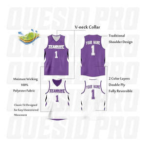 Maillots de basket-ball personnalisés en gros pour hommes et adolescents, uniformes d'entraînement d'équipe, noms et numéros, vêtements de sport de basket-ball réversibles - Product Image 2