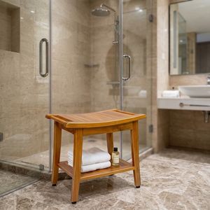 <b>SHOWER</b> BENCH <b>STOOL</b> TEAK <b>WOOD</b> MADE IN INDONESIA WT677 - Product Image 1