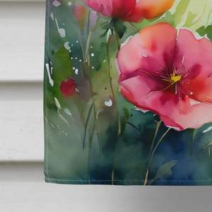 North Dakota Wild Prairie Roses Watercolor Large Porch Sleeve Pole Decorative Yard Banner Wall <b>Hanging</b> Polyester <b>House</b> <b>Sign</b> - Product Image 4