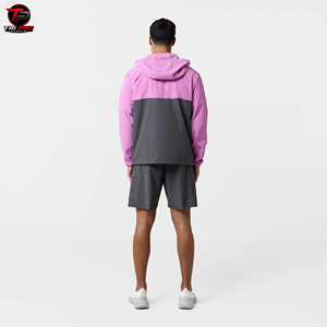Conjunto Deportivo Color Block con Sudadera con Capucha, Chaqueta Ligera con Cierre y Pantalones Cortos para Correr, Ropa Deportiva Impermeable y Cortavientos - Product Image 4