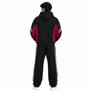 Sudadera con Capucha Personalizada con Bloques de Color y Rayas, Sudadera Oversize de Forro Polar, Estilo Casual Urbano, Chándal, OEM ODM - Product Image 3