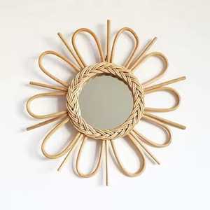 Vietnam Handmade Boho Rattan <b>Wall</b> <b>Mirror</b> <b>Set</b> Moroccan Style Wicker <b>Mirror</b> Natural Home Decor Supplier - Product Image 3
