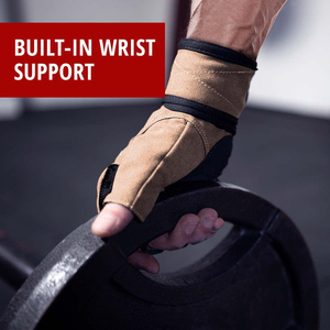 Anti Slip Gym Fitness Gloves with Custom Logo Leather Padded Palm Weightlifting Gloves for Workout Pull Ups Training - Product Image 6
