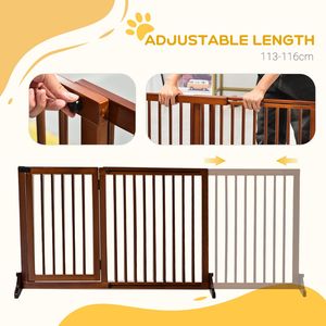 Puerta para Mascotas de Madera Marrón Ajustable, con Cerradura, 3 Paneles, Cierre de Botón, Moderna y Retráctil, para Gatos, Conejos y Pollos - Product Image 4