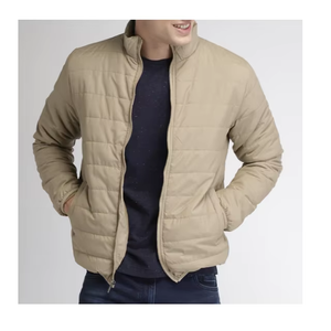 Veste matelassée légère pour homme, couleur beige kaki, col montant, fermeture éclair, manteau d'hiver, fabrication OEM, vêtements d'extérieur décontractés de qualité supérieure - Product Image 6