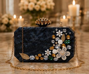 Sac à main en résine écologique créatif Faizacraft avec chaîne en laiton de couleur foncée, fait à la main pour femmes - Product Image 6