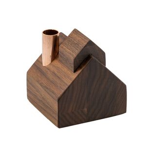 Best Selling Vintage Hut Shaped With Chimney Design Wooden Lantern Wooden Shine House Candle Holder Table <b>top</b> Living Room Decor - Product Image 1