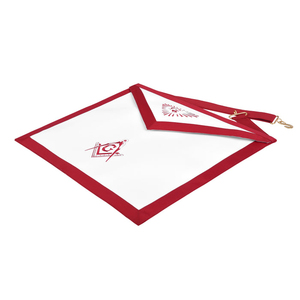 Master Mason Blue Lodge <b>Apron</b> - <b>White</b> & Red With Red Ribbon Borders expert craftsmanship for every rank Cheap Price OEM - Product Image 2