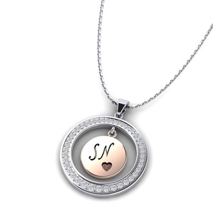จี้ห้อยคอเงินแท้ 925 ประดับมอสซาไนต์ รุ่น Initial SN Charm พร้อมสร้อยคอวงกลมคริสตัล เครื่องประดับโรแมนติกสำหรับทุกเพศ - Product Image 3