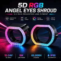 RA5D 3.0 pouces pour BMW : Cache-projecteurs, anneau LED RGB Angel Eye, mode de bienvenue, clignotant séquentiel, accessoires de rétrofit pour phares