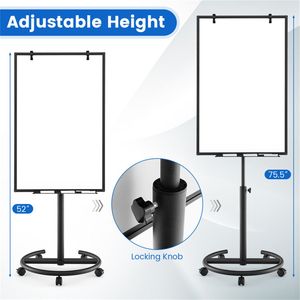 Lavagna Magnetica Portatile con Supporto Regolabile in Altezza, Clip per Carta, Realizzata in MDF, Cartone, Alluminio, Legno e Acciaio - Product Image 4