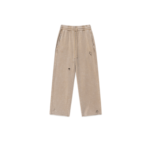 Pantalon noir déchiré à jambe droite, longueur cheville, avec cordon de serrage à la taille et décoration à trous, style décontracté - Product Image 5